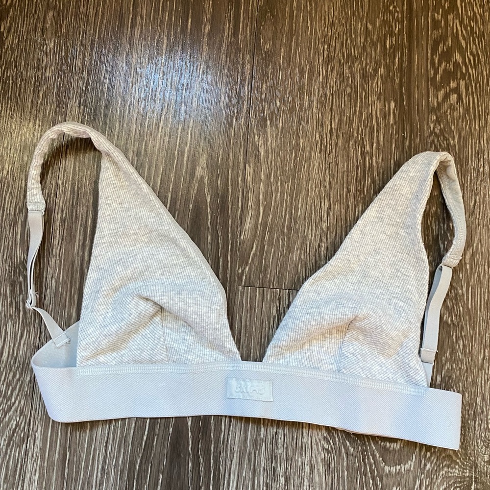 Skims Cotton Plunge Bralette Heather Grey